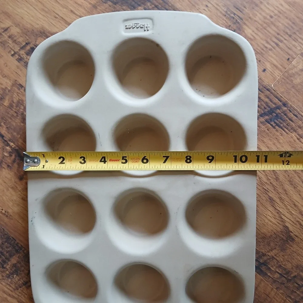 Haeger Pottery Natural Stone 12 Muffin / Cupcake Baker Premium Stoneware Baking